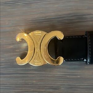 Celine Gold Buckle Black Belt